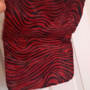 Vintage Y2K black  leather red and black fur zebra stripe design crossbody purse